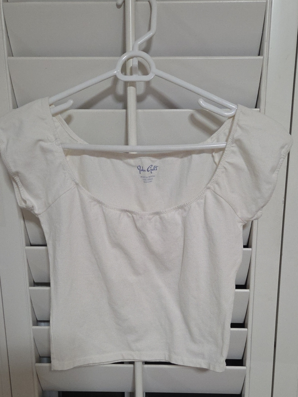 Brandy Melville Cream Scoop Neck Cap Sleeve Crop Top
